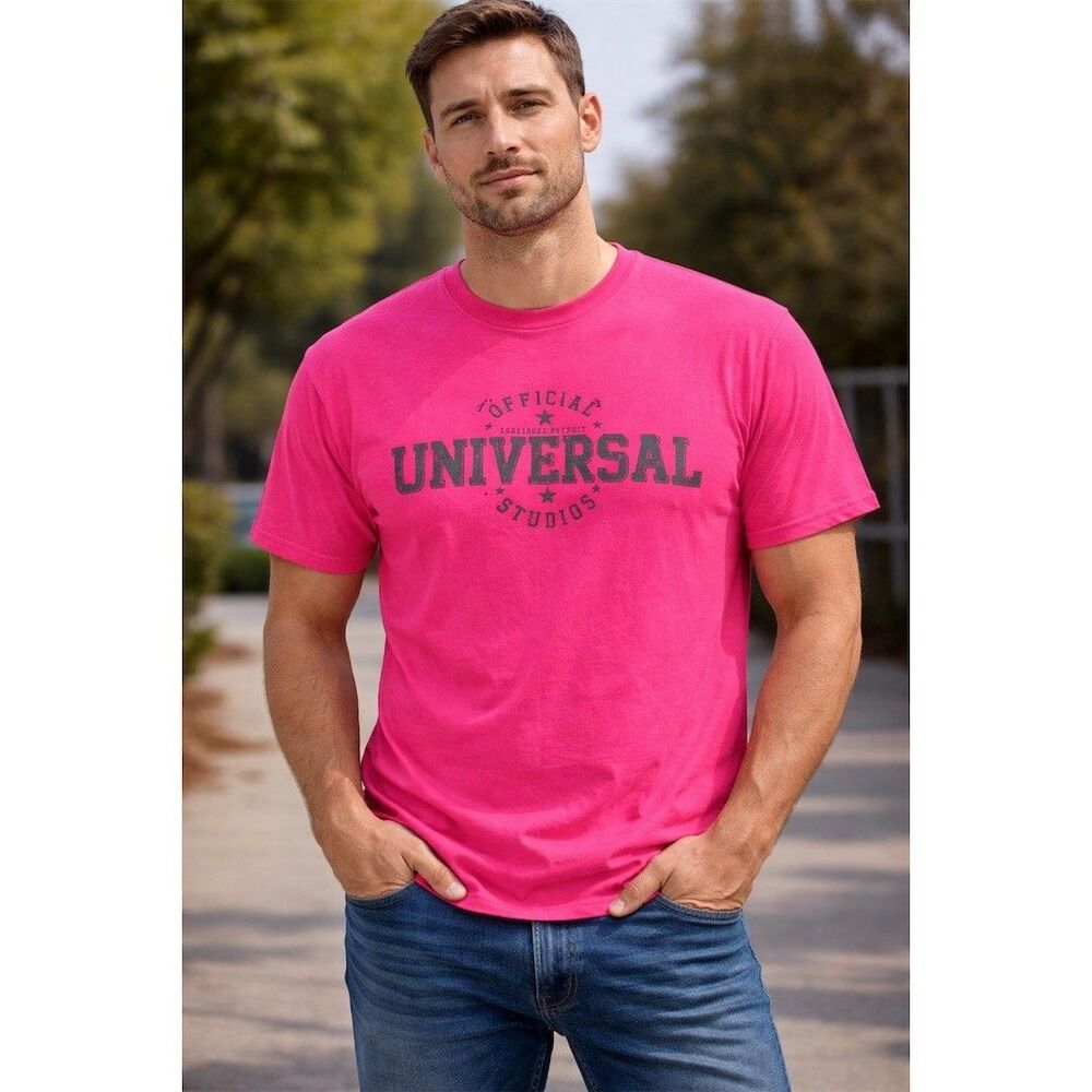 Universal Studios T-Shirt Unisex 2XL Pink Graphic Print Crew Neck Short - Picture 3 of 6